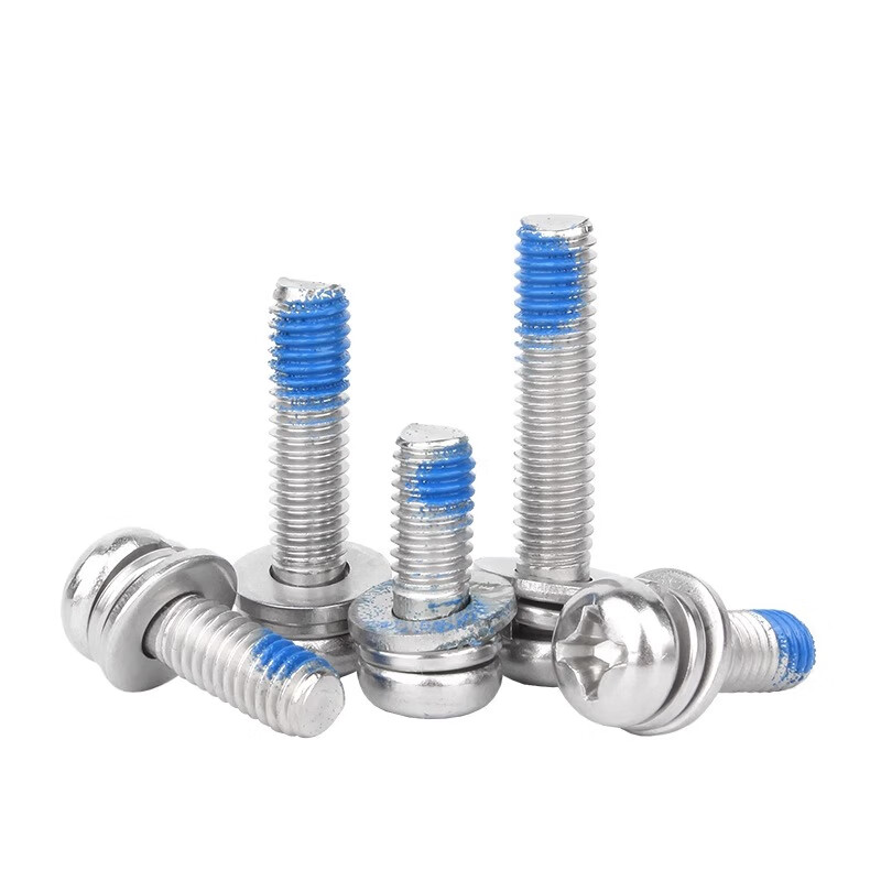 Creaby304 stainless steel cross round head dispensing three combination screws glue-coated anti-falling thread shock-proof screws M2x4x4 50 pieces