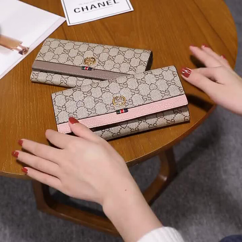 CoknamKtevm women's wallet 2025 new high-end women's small wallet fashionable long simple multi-card slot large capacity clutch dark gray