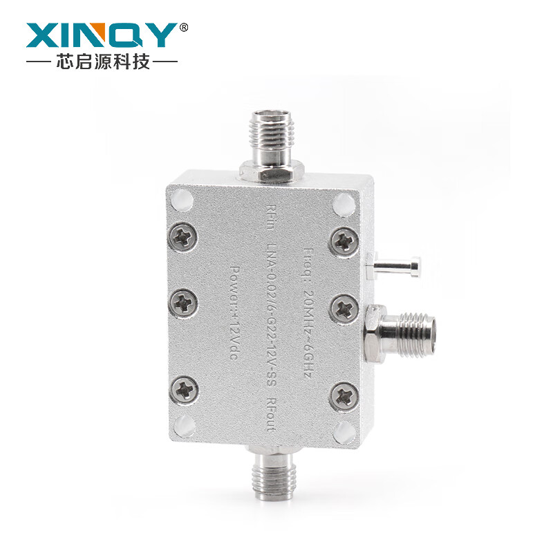 XINQY Xinqiyuan LNA low noise amplifier 0.02-6G SMA high linearity low power consumption 12V pre-signal gain LNA-0.02-6-G22-12V-SS