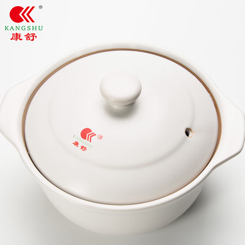 Kangshu (KANGSHU) large high-temperature resistant ceramic pot for household use, open fire soup pot, porridge stew pot, stone pot, gas-fired casserole, Chinese stew pot (recommended for 4-5 people) 3L