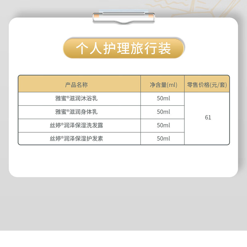 Amway personal care travel set (shampoo + conditioner + shower gel + body lotion) 1 set