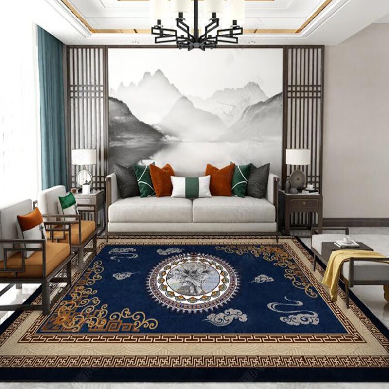 Mengyier Tianjin Cuihuangkou carpet new Chinese style carpet living room coffee table carpet modern Chinese pastoral style sofa full floor ancient red new Chinese style 4 200*300 cm free exquisite floor mat