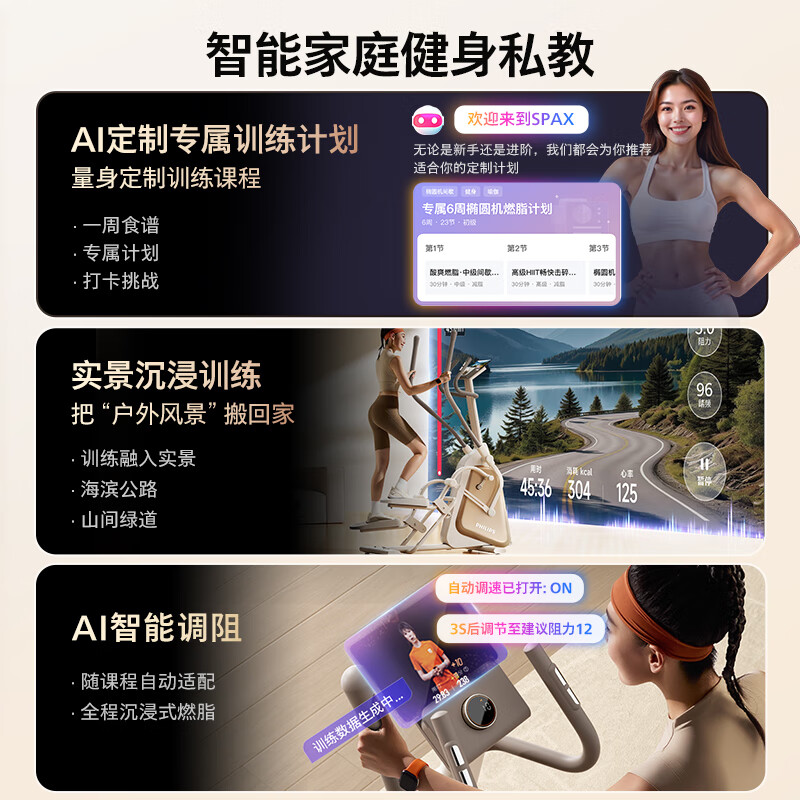 Philips elliptical machine smart fitness equipment small household stair climbing walking step elliptical machine Elf 3101S