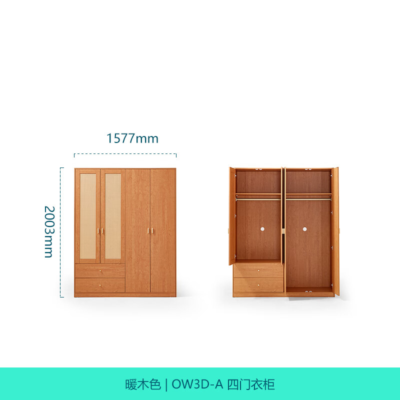 Lin's Home European Simple Rattan Wardrobe Bedroom Household Simple Wardrobe Rental Room Hanging Wardrobe OW1D