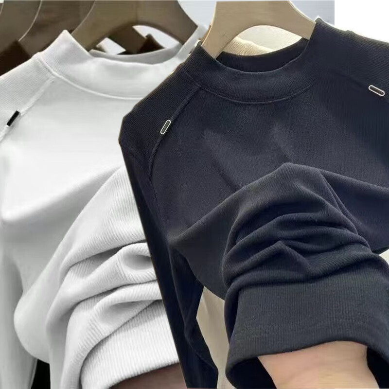 Luo Dada bottoming shirt for women in autumn and winter new casual round neck slimming long-sleeved T-shirt for women with warm top, brown M, recommended 85-100 pounds