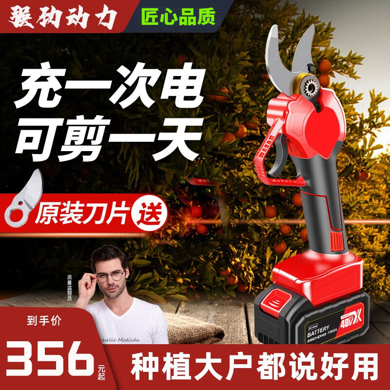 MCCOPER electric pruning shears, electric shears for fruit trees, rechargeable pruning shears, electric shears for pruning thick branches, pruning thick branches for fruit trees, 4.0CM industrial brushless power model (two batteries last for 10 hours) + blade