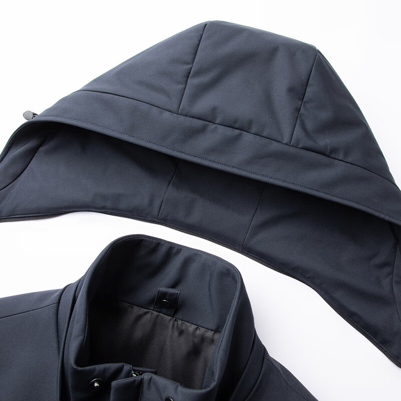 ROMON goose down jacket men's mid-length thickened warm detachable hooded winter coat men's Q26 navy blue 180