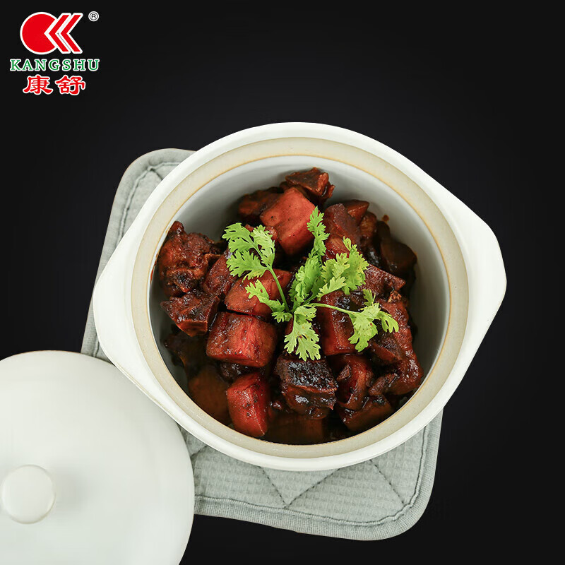 Kangshu (KANGSHU) large high-temperature resistant ceramic pot for household use, open fire soup pot, porridge stew pot, stone pot, gas-fired casserole, Chinese stew pot (recommended for 4-5 people) 3L
