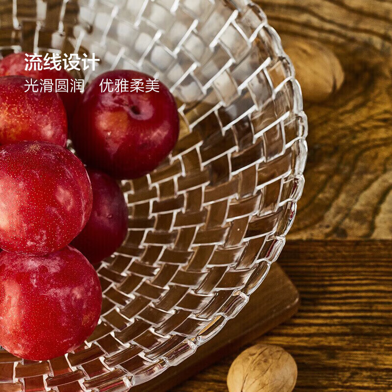 Green apple New Year gift crystal glass Loth series glass thickened fruit plate large size 32cm 12.5 inches