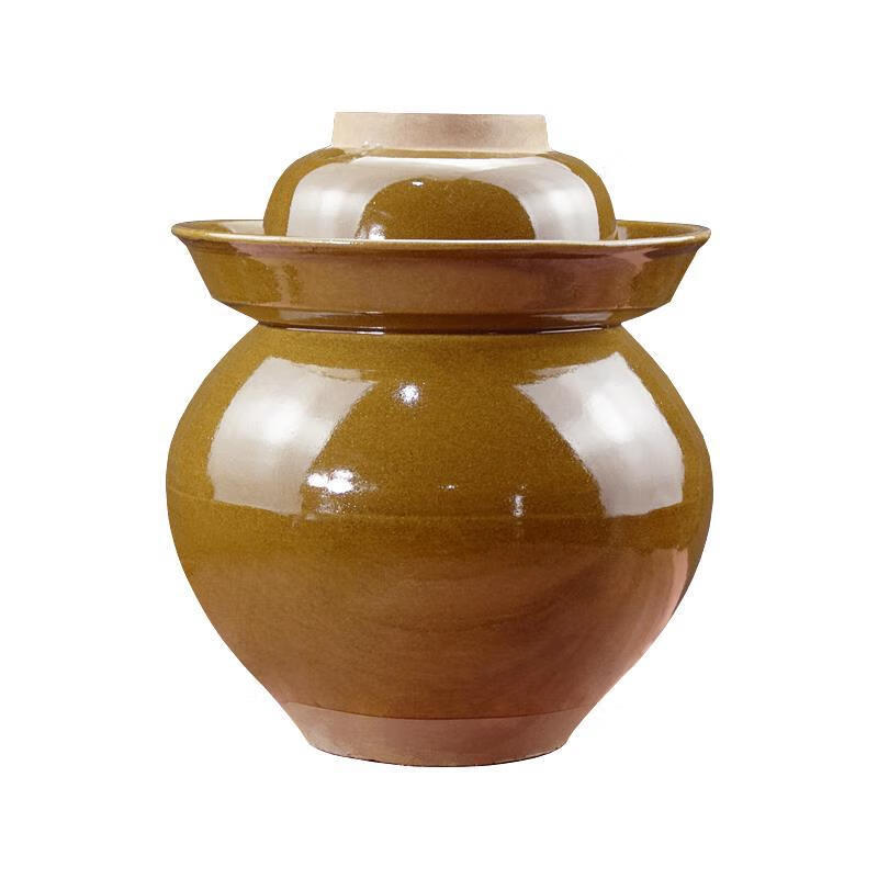 Chenni clay pottery pickle jar pickle jar household large thickened water-sealed Sichuan old-fashioned pickle jar green glaze 8 catties water capacity (thickened with inner lid) 4L