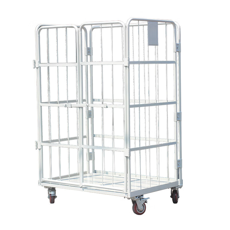Aoyanlai folding logistics trolley storage cage express turnover truck loading and unloading truck laundry cage cart linen handling tool trolley 800*600*1450 plus door thickening computer gray