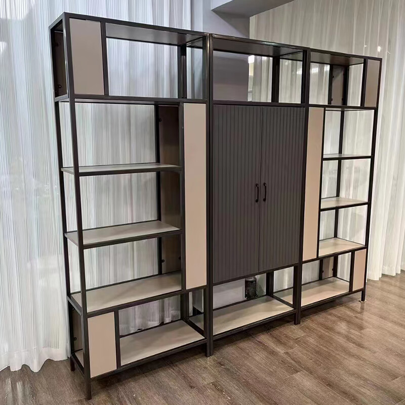 Nankeren Iron Art Storage Rack Simple Bookshelf Flower Rack Wine Cabinet Boguan Rack Living Room Entrance Partition Restaurant Display Rack Storage Cabinet Single 01 Bookshelf Can be increased or decreased in combination