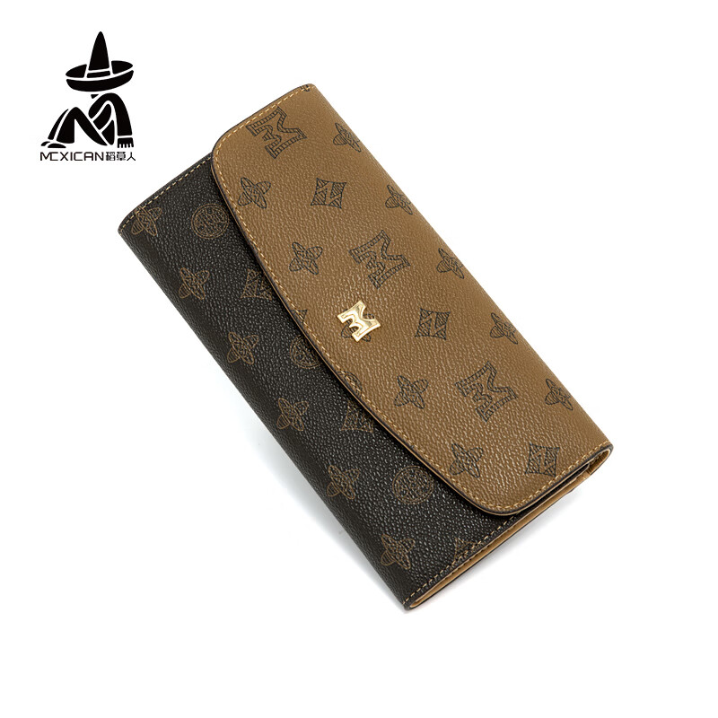 Scarecrow long wallet mobile phone bag dual-purpose women's card holder two-in-one wallet women's wallet holding mobile phone Valentine's Day gift 34947-6F Brown