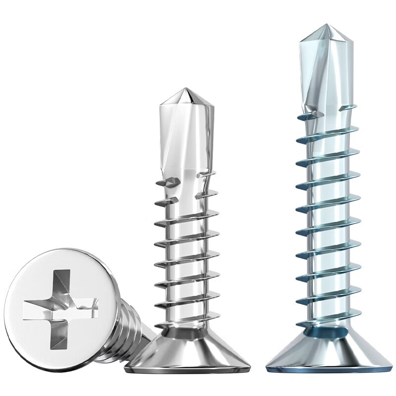 Tianzhuo Hardware 410 stainless steel countersunk head drill tail screw cross flat head self-tapping self-drilling dovetail color steel tile screw M3.5-M6.3 304 countersunk head self-drilling M4.2 set