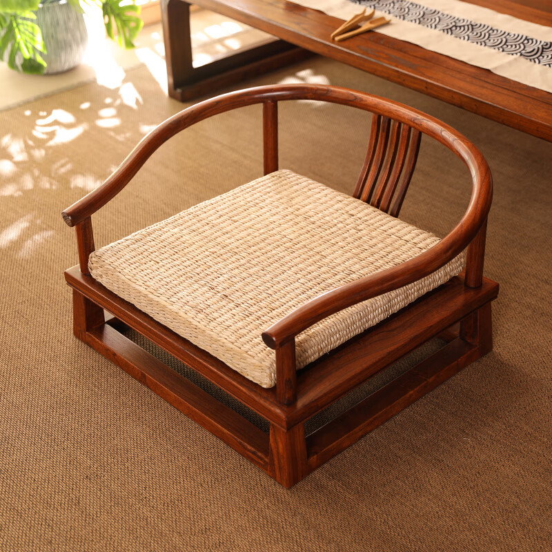 Delfina straw futon cushion on the ground square meditation cushion bay window heightening thickened floor carpet meditation kneeling cushion Pu grass color thick 6CM 40X40CM
