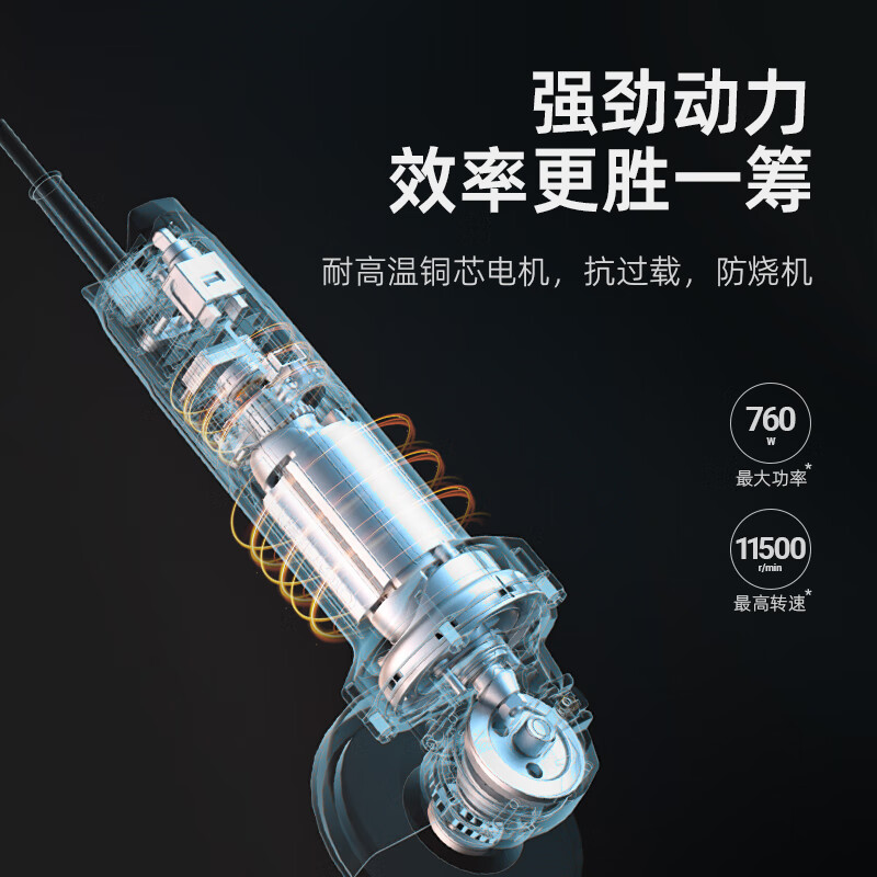 Deli angle grinder cutting machine multi-functional grinding and polishing machine hand grinding wheel industrial high-power professional electric polishing machine 760W angle grinder rear switch