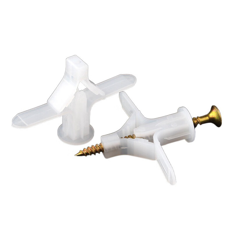 Shantou Lincun aircraft plastic expansion tube gypsum board rubber plug screw expansion bolt butterfly type hollow brick self-tapping expansion plug rubber plug bolt aircraft expansion tube (with nails) (1 pack / about 50 pieces)