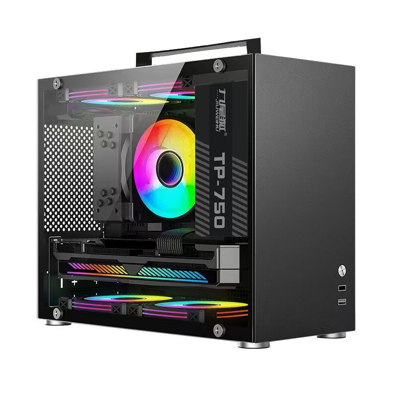 Nine-tailed fox portable mini MINI computer case desktop matx small main case side transparent portable MINI portable case white