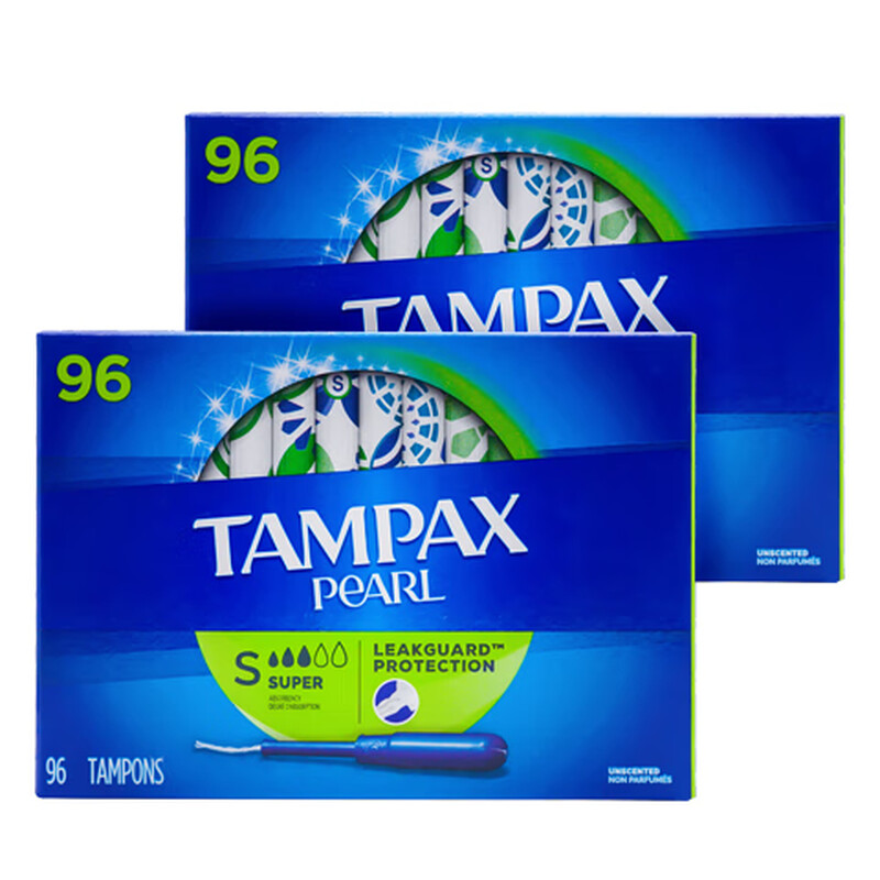 Tampax Canada imported long duct tampons in two boxes (high flow 96 pcs, 2 boxes)