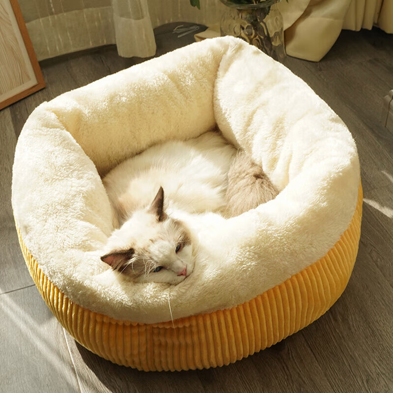 Hanhan Paradise cat kennel, universal for all seasons, winter warm cat pet mat, semi-enclosed small kennel, cat mat, cat bedding D