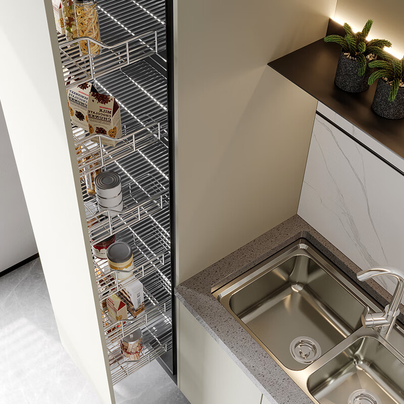 Oppein integrated cabinet customization, scratch-resistant, anti-stain, skin-feeling matte full cabinet, antibacterial upgraded kitchen cabinet package Hilger package price