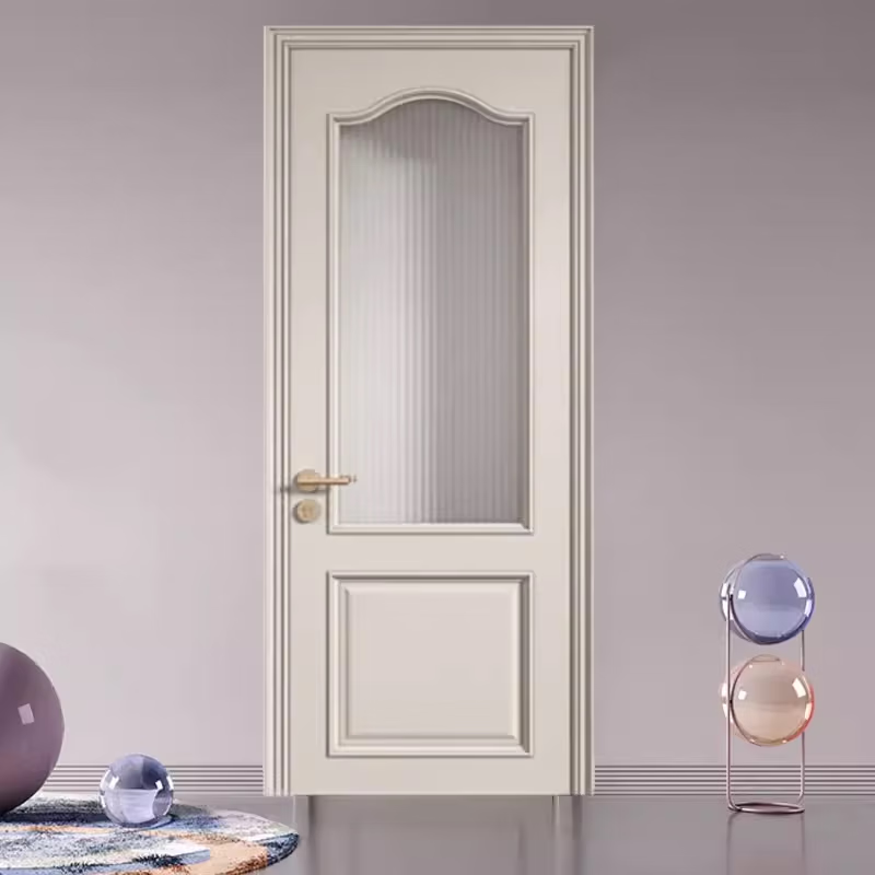 Solid wood door, bedroom door, French cream style painted door, silent interior door, retro door, white solid wood composite door, solid wood composite, custom-made, pre-payment