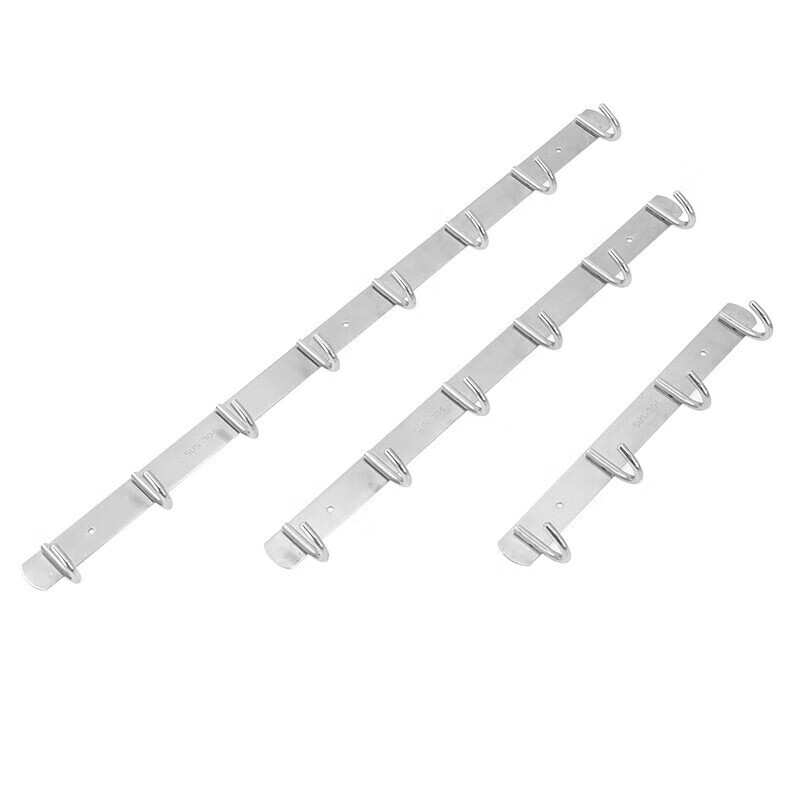 Jinguluo stainless steel hooks, bathroom coat rack row hooks, clothes wall hooks, kitchen bathroom towel hanging hooks behind the door, 8 hooks (595mm long)