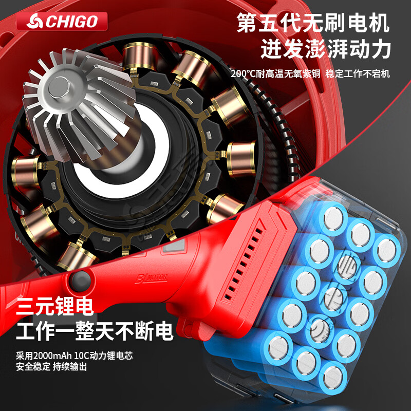Chigo brushless angle grinder high-power rotating three-way cutting machine multi-function polisher lithium electric polishing and grinding machine