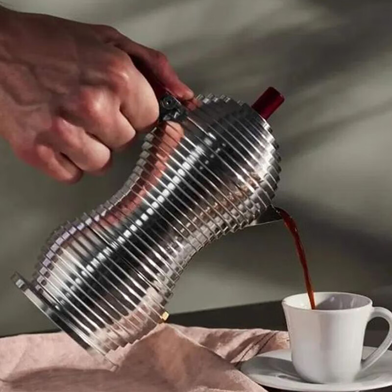 Alessi Moka Pot Chicken Pot Italian Coffee Pot Outdoor Pulcina Red Handle (3 cups)