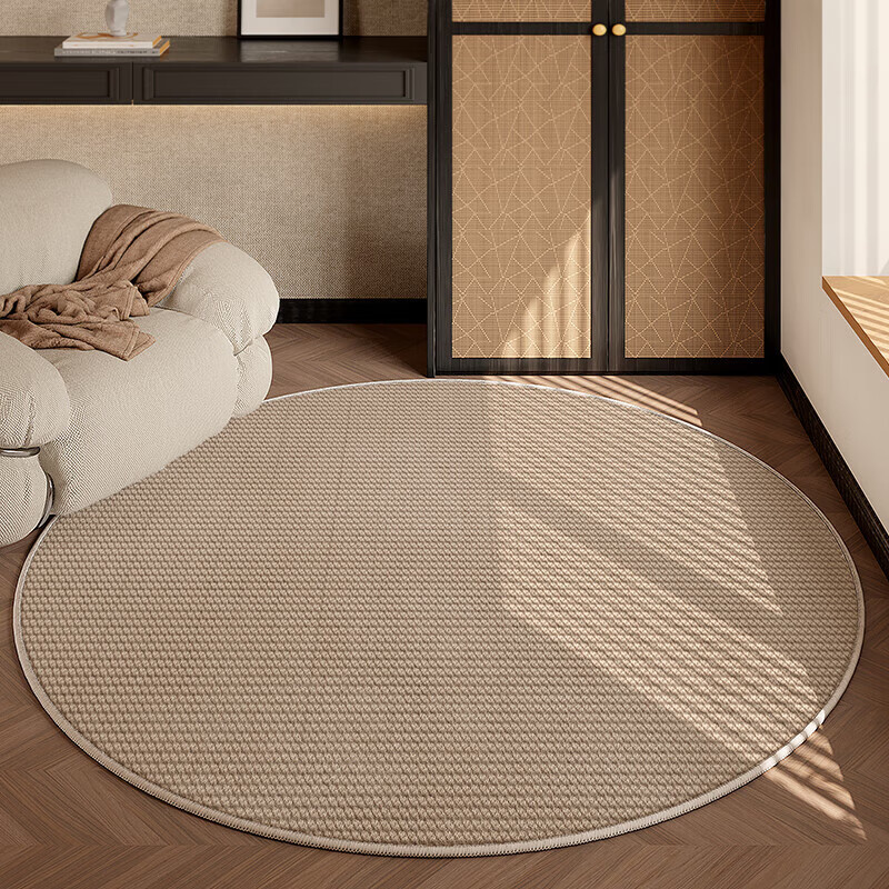 Budis carpet living room waterproof non-slip round solid color simple style swivel chair sofa rocking chair balcony blanket can be customized Moon-round diameter 80CM