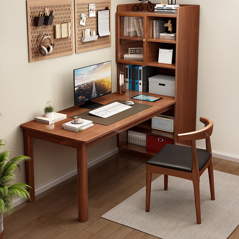 Kao solid wood corner desk bookshelf integrated computer desk home bedroom office study table 9000# 1 meter table