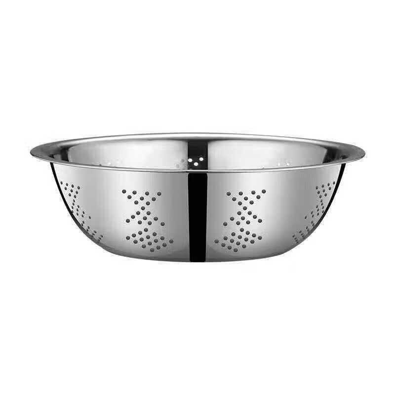 Lan Shengjia food-grade stainless steel drain basin leaky basin kitchen thickened washbasin rice sieve fruit basket rice washing stove set 15cm-1 kitchen cannot drain