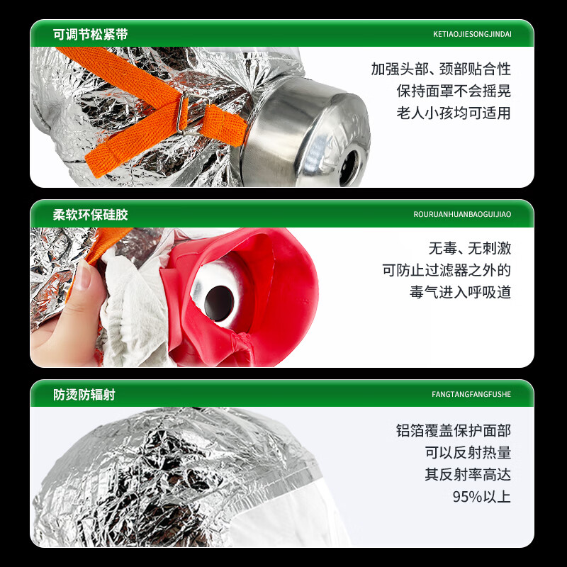 Social security fire mask anti-smoke gas mask fire escape 3c certified TZL30 self-rescue respirator household luminous model