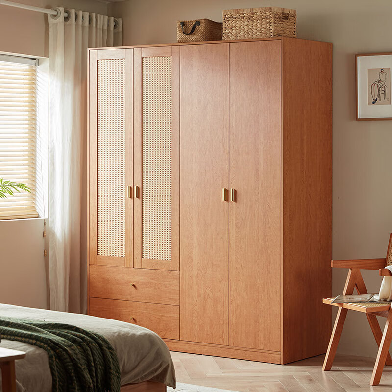 Lin's Home European Simple Rattan Wardrobe Bedroom Household Simple Wardrobe Rental Room Hanging Wardrobe OW1D