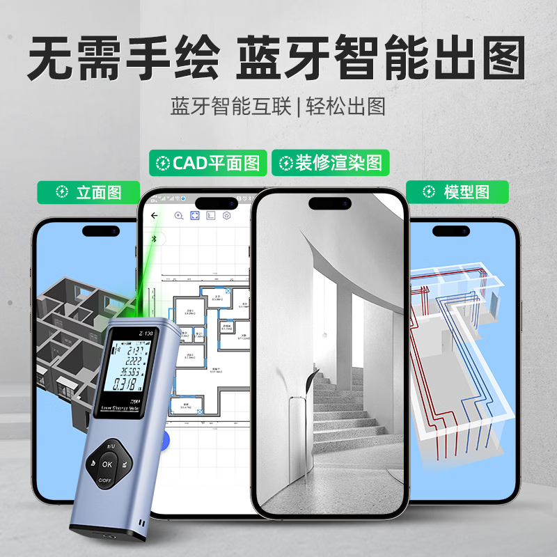Smart Monkey Green Light Laser Distance Meter Infrared Measurement Ruler Outdoor High-Precision Electronic Ruler Distance Measurement Tool Green Light All-Purpose 80 Meter + Green Light Cross + CAD Drawing + Electronic Angle + Voice Broadcast
