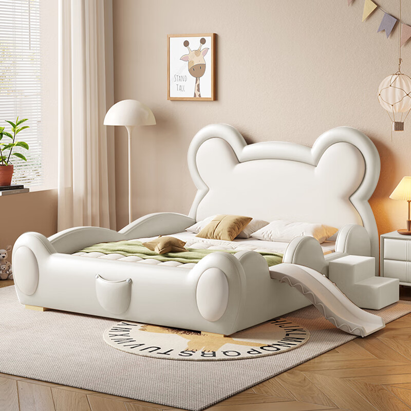 Teenagers' new solid wood single children's bed 1.5m modern simple light luxury internet celebrity cartoon bear bed 1.8m bed children's bed color remarks 1.5m*2.0m frame structure
