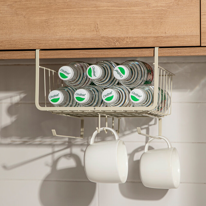 Modern Housewife Kitchen Shelf Layered Hanging Basket Hanging Storage Artifact Hanging Cabinet Paper Hanging Rack Under Wall Cabinet New Hanging Basket (White)