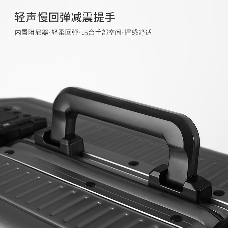 Echolac aluminum-magnesium alloy stepless trolley suitcase, full metal shell, high-end suitcase, anti-collision and impact-resistant CTA148, dark gray, aluminum-magnesium alloy, 20 inches