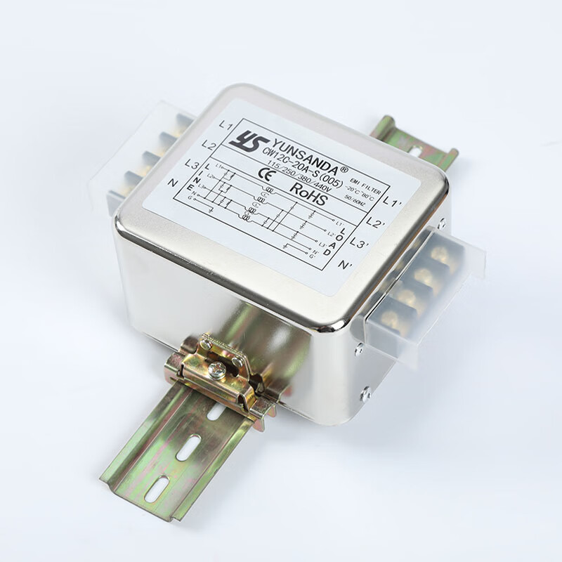 YUNSANDA single-phase AC rail type anti-interference 20A power filter bipolar 220v purification high performance CW12C-3A-R three-phase four-wire rail