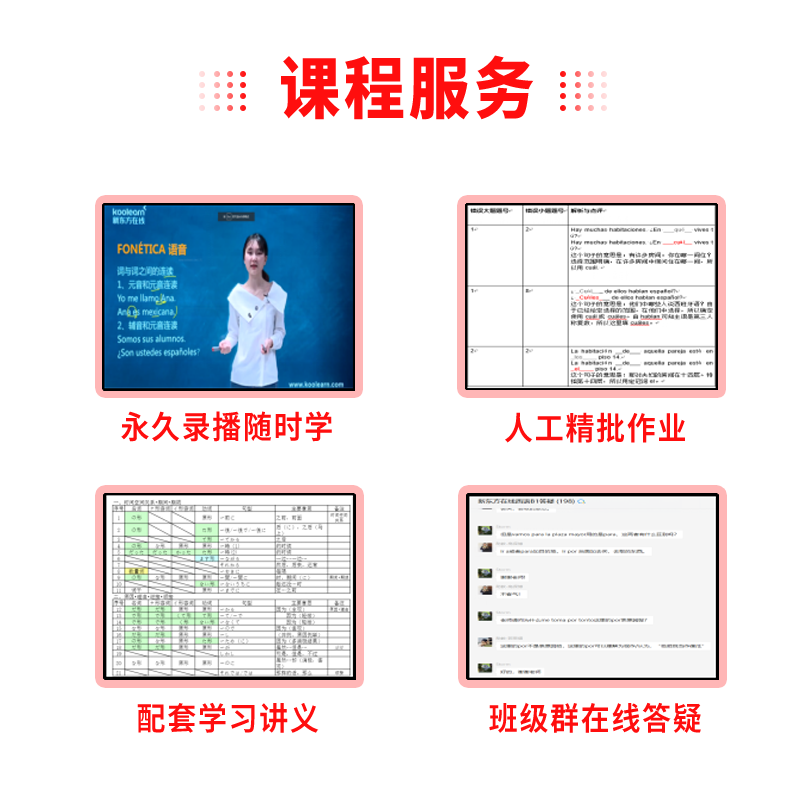 New Oriental Spanish Course European Standard Spanish Online Course Zero Basic C1/B2/A2 Introductory Self-Study Textbook Video Tutorial Spanish European Standard 0-A1 (Zero Basic) Exclusive Class Full Class + Level Test and Correction + Study Manual