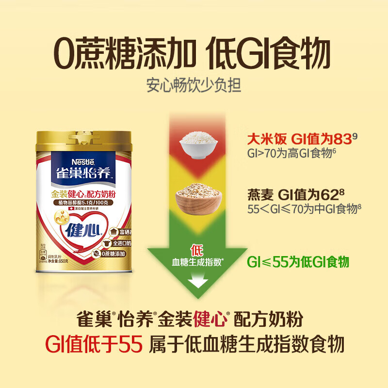 Nestle milk powder for adults, middle-aged and elderly milk powder Yiyang high calcium low GI gift for parents and elders gift Jin Jianxin 850g*2+N3 milk cereal 350g