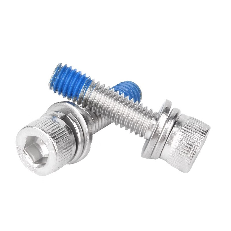 Creaby304 stainless steel cup head inner hexagon three combination dispensing anti-loosening screw cylindrical head glue screw M5x12x10 20 pieces