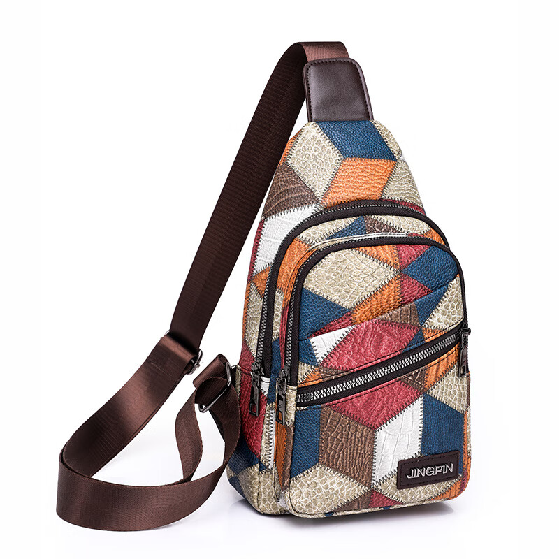 Kangaroo women's trendy, comfortable and casual soft leather new Korean style fashionable and versatile one-shoulder cross-body printed coin chest bag single zipper