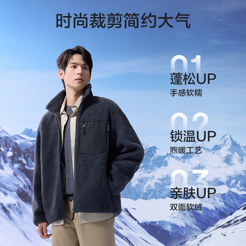 Jingjing Tokyo-made jacket men's lamb wool autumn and winter jacket couple loose thickened clothing dark army green XL