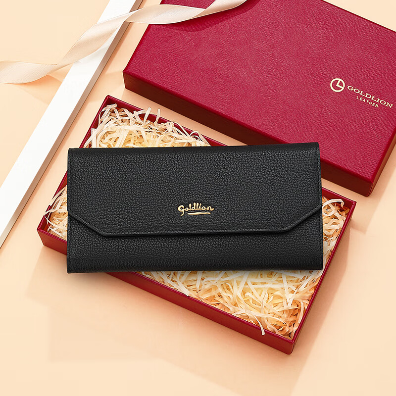 Goldlion New Women's Wallet Casual Clutch Wallet Versatile Coin Purse New Year's Gift Black