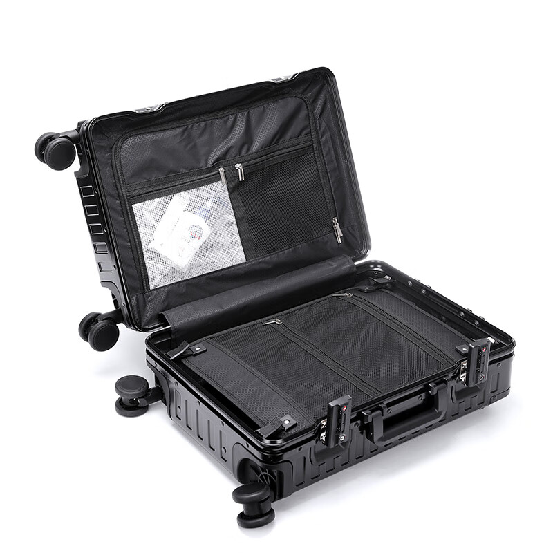 Walker Shop Luggage 2026 New Boarding Trolley Case Aluminum-Magnesium Alloy Multifunctional Business Travel Suitcase Mysterious Black Upgraded Thickened Aluminum Frame 24-inch Check-in Box/All Aluminum-Magnesium Alloy