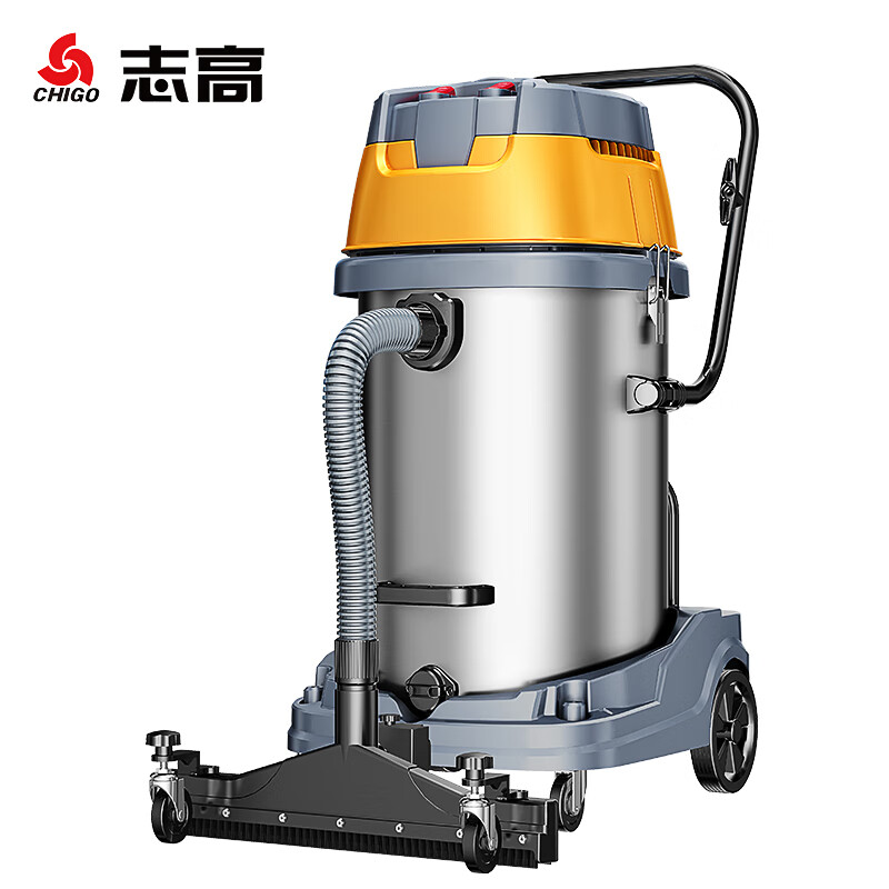 CHIGO Commercial Vacuum Cleaner Industrial High Power High Suction Factory Workshop Supermarket Dust Removal Large Stainless Steel Barrel Dry and Wet Vacuum Cleaner 4800W-100L