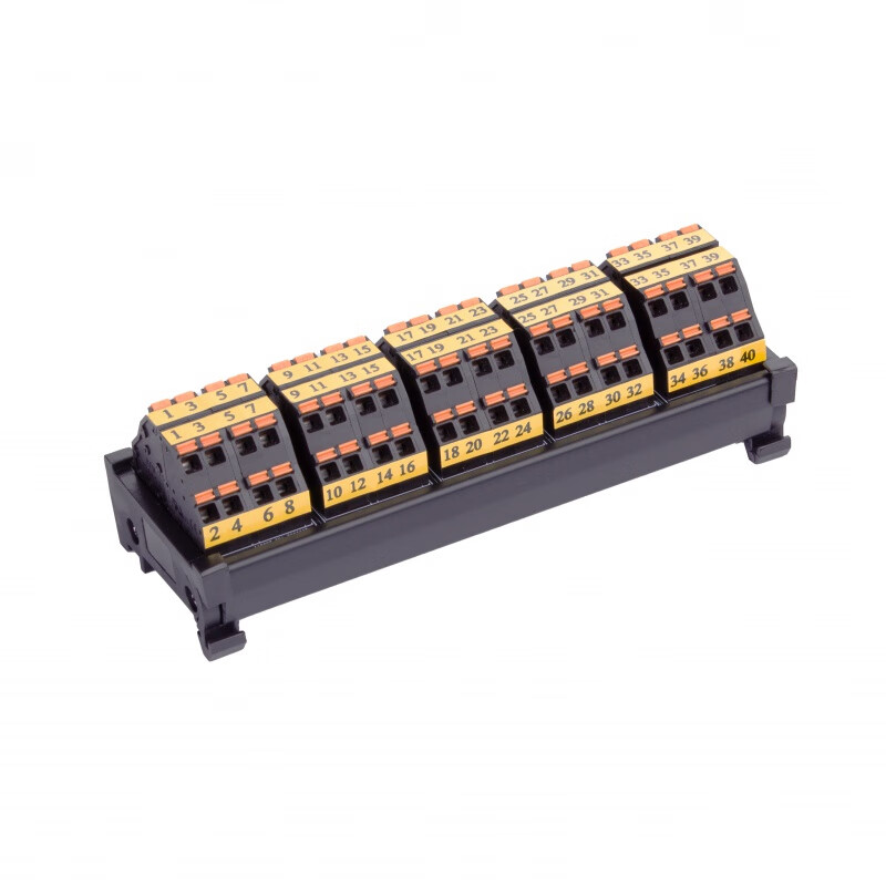 Spring terminal block with one input and multiple outputs, power signal branching terminal block, splitter box, multiple inputs and multiple outputs, 2 channels, 2 inputs and 8 outputs