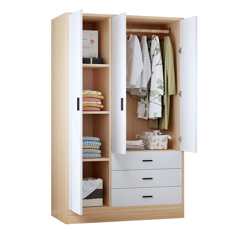 Yibaolin Wardrobe Home Bedroom Flip Door Simple Wardrobe Rental Room Modern Simple Wardrobe Storage Storage Cabinet Large Wardrobe Log Style 80cm Two Doors Delivered to Your Door
