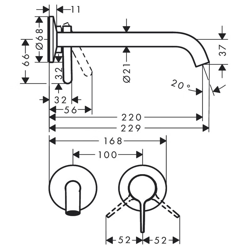 Hansgrohe Germany AXOR concealed wall outlet basin faucet, wall-mounted single-handle hot and cold faucet, in stock, chrome-plated 48120007+13622187/embedded parts